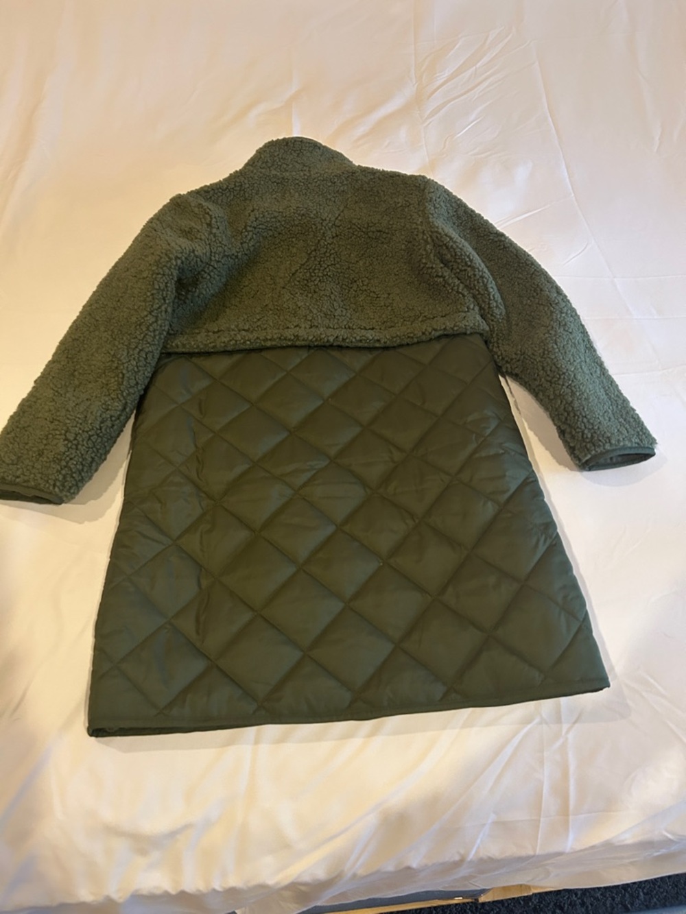 J. Crew Factory Olive Quilted & Sherpa Pea Coat - Picture 2 of 2